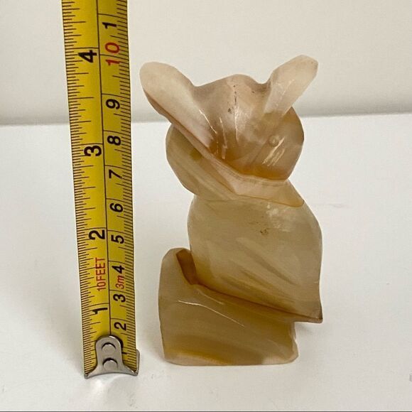 4” Carved Alabaster Owl Figurine Table Decoration Realistic - Picture 4 of 5